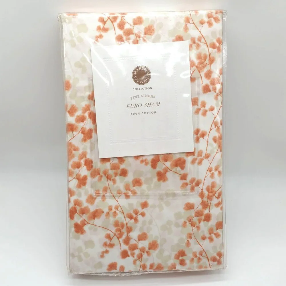 Martha Stewart Fine Linens MaidenHair Fern Euro Sham, 100% Cotton, 26